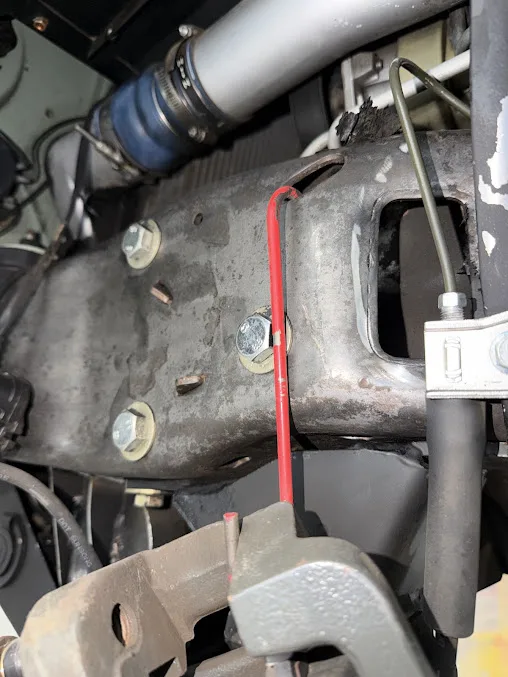 Suspension and brake components under a vehicle